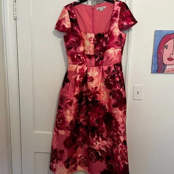 Kay Unger Tierney Floral Tea-Length Dress - Picture 8 of 11